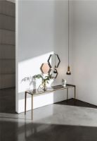 Billede af SOVET Slim 4 Legs Console L: 200 cm - Burnished Brass/Ceramics Polished Marquinia