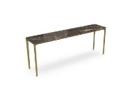 Billede af SOVET Slim 4 Legs Console L: 200 cm - Burnished Brass/Ceramics Ombra di Caravaggio