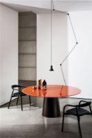 Billede af SOVET Totem Dining Table Ø: 80 cm - Black/Glass Black