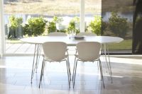 Billede af Andersen Furniture DK10 Ovalt Spisebord Med Udtræk 110x190x72 cm - Hvid Laminat/Krom