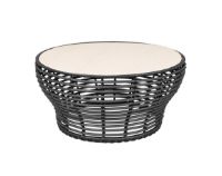 Billede af Cane-line Outdoor Basket Sofabord Stor Ø: 95 cm - Travertine Look Ceramic/Graphite Weave