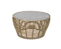 Billede af Cane-line Outdoor Basket Sofabord Mellem Ø: 75 cm - Fossil Grey Ceramic/Natural Weave 