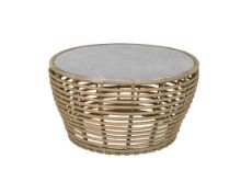 Billede af Cane-line Outdoor Basket Sofabord Mellem Ø: 75 cm - Fossil Grey Ceramic/Natural Weave 