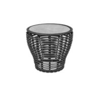 Billede af Cane-line Outdoor Basket Sofabord Lille Ø: 50 cm - Fossil Grey Ceramic/Graphite Weave