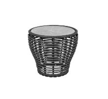 Billede af Cane-line Outdoor Basket Sofabord Lille Ø: 50 cm - Fossil Grey Ceramic/Graphite Weave