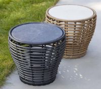 Billede af Cane-line Outdoor Basket Sofabord Lille Ø: 50 cm - Fossil Grey Ceramic/Graphite Weave