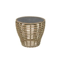 Billede af Cane-line Outdoor Basket Sofabord Lille Ø: 50 cm - Fossil Black Ceramic/Natural Weave 