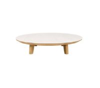 Billede af Cane-line Outdoor Aspect Sofabord Ø: 144 cm - Travertine Look Keramik/Teak