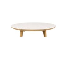 Billede af Cane-line Outdoor Aspect Sofabord Ø: 144 cm - Travertine Look Keramik/Teak