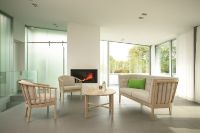 Billede af Stouby Bella Lænestol 2 stk. SH: 43 cm - Ubehandlet Bøg/Sort Læder