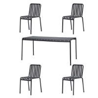 Billede af HAY Palissade Bord + 4 Stole - Anthracite