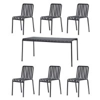 Billede af HAY Palissade Bord + 6 Stole - Anthracite