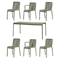 Billede af HAY Palissade Bord + 4 Stole + 2 Armstole - Olive