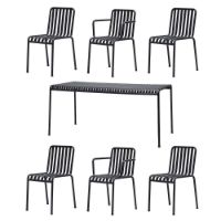 Billede af HAY Palissade Bord + 6 Stole - Anthracite 
