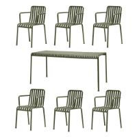 Billede af HAY Palissade Bord + 6 Armstole - Olive