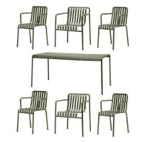 Billede af HAY Palissade Bord + 4 Armstole + 2 Dining Armstole - Olive