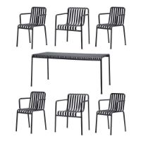 Billede af HAY Palissade Bord + 6 Stole - Anthracite