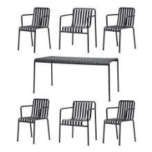 Billede af HAY Palissade Bord + 6 Stole - Anthracite
