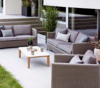 Billede af Cane-line Outdoor Aspect Sofabord 120x60 cm - Travertine Look Keramik/Teak