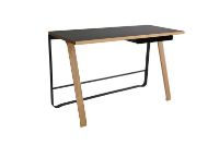 Billede af Bent Hansen Hemingway Skrivebord m. Opladerstation & Skuffe L: 120 cm - Matlakeret Eg/Black Linoleum