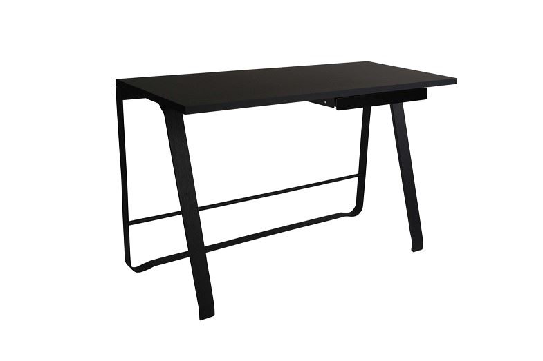 Billede af Bent Hansen Hemingway Skrivebord m. Opladerstation & Skuffe L: 120 cm - Sortlakeret Bøg/Black Linoleum