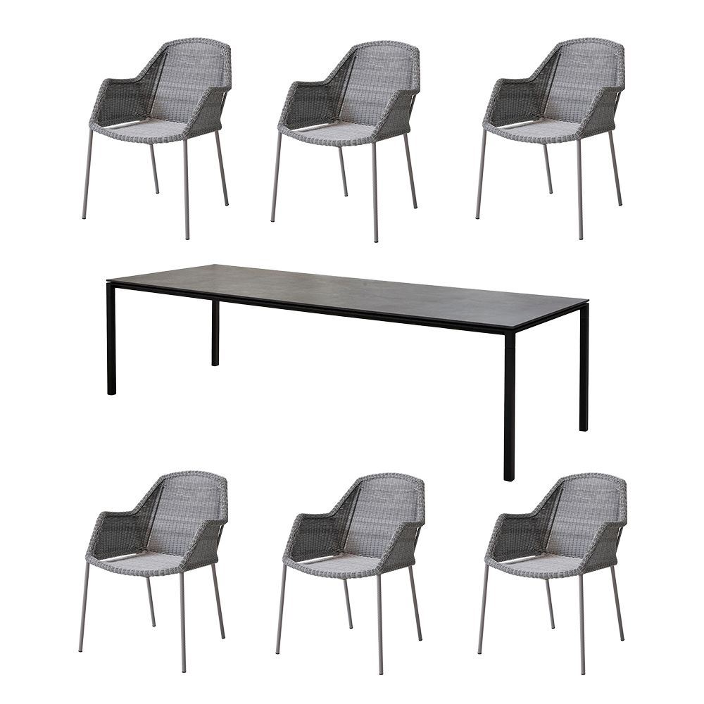Billede af Cane-line Outdoor Bord inkl. 6 stole - Nero Black/Light Grey