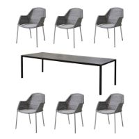 Billede af Cane-line Outdoor Bord inkl. 6 stole - Nero Black/Light Grey
