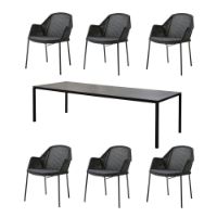 Billede af Cane-line Outdoor Bord inkl. 6 stole - Nero Black/Black