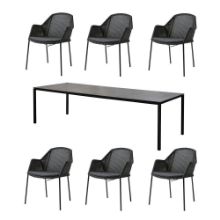 Billede af Cane-line Outdoor Bord inkl. 6 stole - Nero Black/Black