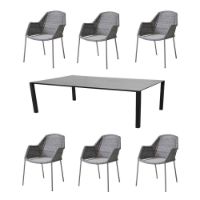 Billede af Cane-line Outdoor Bord inkl. 6 stole - Concrete Grey/Light Grey