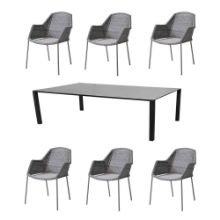 Billede af Cane-line Outdoor Bord inkl. 6 stole - Concrete Grey/Light Grey