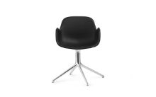 Billede af Normann Copenhagen Form Drejestol m. armlæn SH: 44cm - Sort Læder/Aluminium