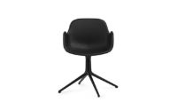 Billede af Normann Copenhagen Form Drejestol m. armlæn SH: 44cm - Sort Læder/Sort Aluminium