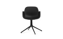 Billede af Normann Copenhagen Form Drejestol m. armlæn SH: 44cm - Sort Læder/Sort Aluminium