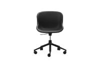 Billede af Normann Copenhagen Hyg Drejestol m. Højdejustering Fuldpolstret SH: 46 cm - Sort Læder/Sort Aluminium