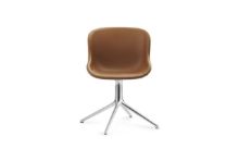 Billede af Normann Copenhagen Hyg Drejestol Fuldpolstret SH: 46 cm - Brandy Læder/Aluminium