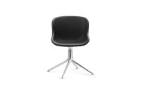 Billede af Normann Copenhagen Hyg Drejestol Fuldpolstret SH: 46 cm - Sort Læder/Aluminium