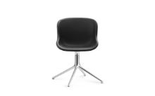 Billede af Normann Copenhagen Hyg Drejestol Fuldpolstret SH: 46 cm - Sort Læder/Aluminium
