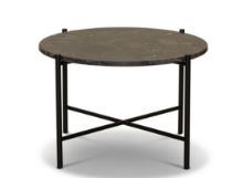 Billede af HANDVÄRK FURNITURE Round Coffee Table 60 Ø: 65 cm - Sort / Brun Marmor