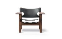 Billede af Fredericia Furniture 2226 Den Spanske Stol af Børge Mogensen SH: 33 cm - Sort Læder/Valnød