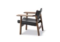 Billede af Fredericia Furniture 2226 Den Spanske Stol af Børge Mogensen SH: 33 cm - Sort Læder/Valnød