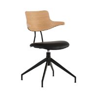 Billede af Vermund VL119 Spisebordsstol SH: 46 cm - Sort Stel/Olieret Eg/Sort Sierra Læder 