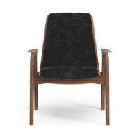 Billede af Swedese Laminett Stol SH: 41 cm - Lakeret Valnød/Fåreskind Sort