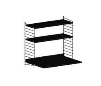 Billede af String Reol Vægmonteret Skrivebord Sort - Består af 1 x SW7530-13-2, 1 x 7830-03-3, 1 x 7858-03-1 