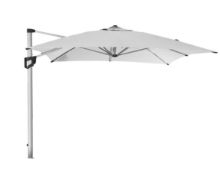 Billede af Cane-line Outdoor Hyde Luxe Hanging Parasol 300x400 cm - Dusty White inkl. Hyde Luxe Parasolfod M. Hjul - Matt Grey Granite 