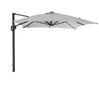 Billede af Cane-line Outdoor Hyde Luxe Hanging Parasol 300x400 cm - Light Grey inkl. Hyde Luxe Parasolfod M. Hjul - Matt Grey Granite 