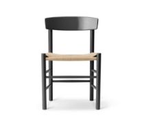 Billede af Fredericia Furniture 3239 J39 Mogensen Spisebordsstol SH: 46,5 cm - Sortlakeret Bøg/Natur Flet