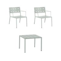 Billede af HAY Balcony Low Table 50x51,5 cm + 2 Balcony Lounge Armchairs SH: 39 cm - Desert Green