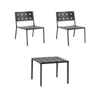 Billede af HAY Balcony Low Table 50x51,5 cm + 2 Balcony Lounge Chairs SH: 39 cm - Anthracite