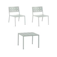 Billede af HAY Balcony Low Table 50x51,5 cm + 2 Balcony Lounge Chairs SH: 39 cm - Desert Green
